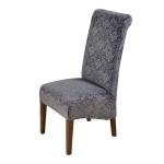 HOKIPO Embossed Velvet Chair Covers for Long Back Dining Chair, Set of 1, Dark Grey (AR-5126-DGRY)