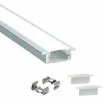 EASYGLO Lighting Aluminium Rectangular Conciled LED 1Meter Profile Channels with Diffused Cover, End Caps and Mounting Clips Without LED Straight Linear (18x6mm) - Pack of 1