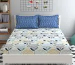 Mafatlal Cotton  Blend Floral King Bedsheet with 2 Pillow covers