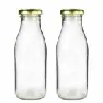 SATYAM KRAFT 2 Pcs Glass Bottle for Milk | Juice | Water | Shakes & All Types Of Liquid With Airtight Leak Proof Cap | Glass Bottles | Suitable For Fridge Storage | 500 ML