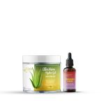 Lass Naturals Aloe Vera Gel with 24 K Gold Leaf for Acne, Scars, Glowing & Radiant Face 100ml With Kumkumadi Serum for Relieves Dark Circles Face serum 15ml Combo
