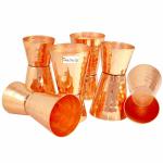 Prisha India Craft Pure Copper Hammered Design Jigger Double Sided,Jiggers - 30ml& 60ml, set of 6