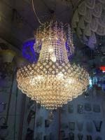 SHRI MAHAL ANTIQUES Crystal Drops Round Shape Modern Incandescent Chandelier Fixture White Crystal