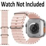 RUPELIK (Ocean 41mm Zikzal Metal lock Pink) Soft Silicone iWatch Strap Series 7,6,5,4,3,2,1/SE Compatible For Strap 41mm/40mm/38mm Smart Watch Strap (Pink)