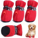 KUTKUT Dog Shoes for Hot Pavement| Anti-Slip Dog Boots with Reflective Stripe & Comfortable Soft Soled Skidproof Sneakers with Adjustable Drawstring for Small puppies  and Kittens (Red, Size: 2)