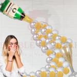 Bubble Trouble Silver Rubber Decoration Kit Champagne Bottle, Glue Dot And Balloon (Pack Of 48)