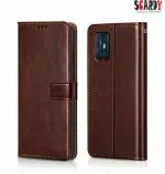 SCARDY VIVO V17 BACK COVER / LEATHER FLIP COVER / BROWN COLOR
