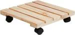Appeasy Beige Wooden 4 Wheels Square Plant Standtrolley Rolling Tray