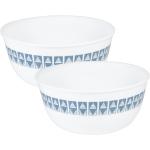 CORELLE Livingware Wheeler Diamond 828 ml Curry Bowl/Noodle Bowl Pack of 2 Glass Cereal Bowl (White, Pack of 2)