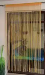 SC'S FABULOUS HOME Thread String + Fancy Beads Striped Door Curtain (7 feet, Beige, Cream, lined), Washable, Pack of 1