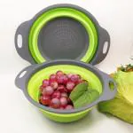 KitchenFest 2 Pcs Set Collapsible Colander, Food-Grade-Silicone Kitchen Strainer, Multicolor