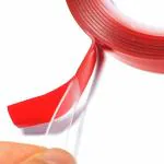 Pmw - Double Sided Transparent Adhesive Tape with Red Liner - Transparent Clear Adhesive Red Tape - (20mm X 7mtr), Single Piece