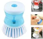 COSYSMART Dish-Washbasin Plastic Cleaning Brush with Liquid Soap Dispenser- Dish-washbasin-Utensils-Cutlery Washing and Cleaning Brush with Liquid soap Holder and Dispenser (Pack of- 01)