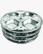 MYNAKSHA Stainless Steel Idly Stand with Square Shaped Idly Plates (3 Plates | 12 Idlies)