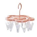 WISHKEY BPA Free Plastic Clothes Foldable Flower Shaped Hanger with 12 Clips