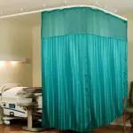Lushomes Dark Green Polyester Stripes ICU 3 Panel Bed Partition Hospital Curtain 366 cm x 214 cm
