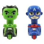Humaira Avengers Hulk Captain America Pressure Ride Press and Go Friction Scooter Toy (Pack of 2)