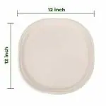 SANWALSA Disposable Square Bagasse Paper Plates, 12 Inches Diameter, Set of 15 pcs - Beige