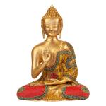 ARTVARKO Home Decor Brass Sitting Buddha Statue - 10 inch