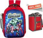 Bayo Avengers 18 inch 47cm For 1st std-5th std Lightweight school Bag+Lunch Bag Free 35 L Laptop Backpack |Red, Grey