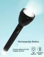 Pick Ur Needs Rechargeable LED Long Range Torch Full Power Up to 1 Km With BackLight 6 hrs Torch Emergency Light (Black)