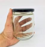 Farkraft Store Black Glass Jar with Metal Air Tight Lid (Pack of 6) l Ceramic jars l Glossy finish Jars l Designer Jars l Microwave proof l Latest design