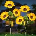 Homehop Solar Garden Lights Waterproof, 3 Sunflowers in one Plant for Outdoor,Balcony, Pathway & Home Decorative Lamp.