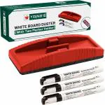 SHELFKING Non Magnetic White Board Duster And Marker| Dry Erase Whiteboard Eraser for Erasing Whiteboard Marker or Chalkboard Writing - (Pack of 1 Duster And 3 Marker, Multicolor) Dusters (Multicolor)