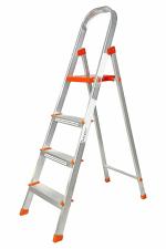 Casa Copenhagen ,9.5 Designed in Denmark , 4-Step Foldable Aluminium Ladder Laser Cut with Super Advance Sure-Hinge Technology,7 years warranty- Splash Orange