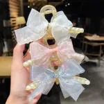 Samyak Combo of 3 Hair Claw Clutcher Ribbon Bows For Women hair clips