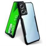 Fashionury TPU+Plastic Shockproof Crystal Clear Back Cover Case for Redmi K50I 5G | 360 Degree Protection | Protective Design | Transparent Back Cover Case for Redmi K50I 5G (Black Bumper)