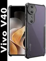 HUPSHY Back Cover for Vivo V40 5G (Black, Shock Proof, Pack of: 1)