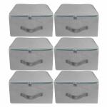 ZOVIRA Underbed Storage Bag Cloth Organizer with Zippered Closure & Handle Pack Of 6 (Grey)
