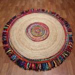 BUNAII Beautiful Home Multicolor Cotton Area Rug (120 cm, X 120 cm, Circle)