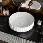 LAPO Basin for Bathroom, Ceramic Tabletop Wash basin, Table Top Wash Basin for Bathroom And Livingroom Décor, Countertop Vessel Sink (White Finish, 40x40x12.5 cm) Oval