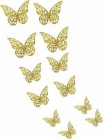 JAAMSO ROYALS Gold 12pcs/Set 3D Butterfly Wall Stickers Removable Stickers Mix Size DIY Art Wall Decor with Adhesive for Bedroom Wedding Party Pack 01