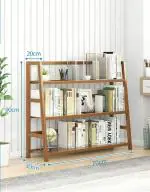 House of Quirk DIY 3 Tier Adjustable Bookshelf Bamboo Shelf Storage Utility Shelf Rack 70x30x90cm