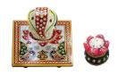 Etsibitsi Multicolor Marble Ganesha Chowki With Agarbatti Stand