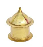 Real Craft Gold Brass Kumkum Dibbi Sindoor Box With Stick