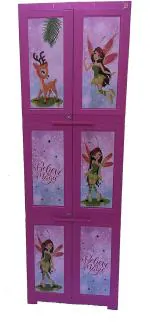 Faab Cello Novelty Fairy Pink Large 6 feet high Kids Plastic cupboard with 4 shelves