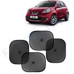 Kingsway Car Curtain Sticky Sun Shade Universal Use for Nissan Micra, 2010 Onwards Model, Color : Black, Mesh, Pack of 4 Piece Car Sun Shades Blinds Cover