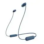 Sony WI-C100 Wireless Headphones with Customizable Equalizer for Deep Bass & 25 Hrs Battery, DSEE-Upscale, Splash Proof, 360RA, Fast Pair, in-Ear Bluetooth Headset with mic for Phone Calls (Blue)
