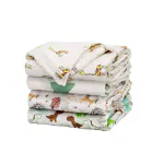 Elementary Reusable Muslin Cotton Square Large Nappy Pack of 4 - Multicolor (Assorted Designs)