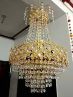 PRMOAGEN Round Original Crystal Chandelier Ceiling Lamp