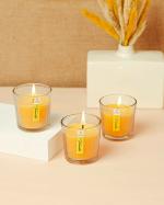 AuraDecor Yellow Glass Votive Glass Candles (Pack of 3)