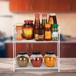 Metal 2 Tier Kitchen/Bathroom Storage Rack Shelf Organiser (L-31*B-12*H-31cm-White)