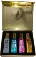 PasCom 919 VIP Eau de Parfum (20 * 4) | Fantastic Parfume Pack of 4 (Gold, Pink, Cool Blue, Silver). | Long Lasting Skin Friendly Deo Spray for Everyday use For Men Women