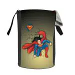 PrettyKrafts SuperMan Folding Laundry Basket for Clothes with Handle, 45 Litre, Black