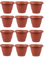 Audbhidhi Gamla Round Shape 12 Inches - Pack of 12 Nursery Small Size Terracotta Flowers Pot for Plants |Planters Container Set for Balcony Home Gardening|Indoor Outdoor|Plastic Gamle Pots