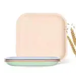 Eha Set of 4 Earth-Friendly Snack Plate | 8 inch |Snacks Serving Plates Made with Bamboo Fibers & Rice Husk Fiber | Microwave Safe Plates |Plates for Hot & Cold Servings |Multi Colour